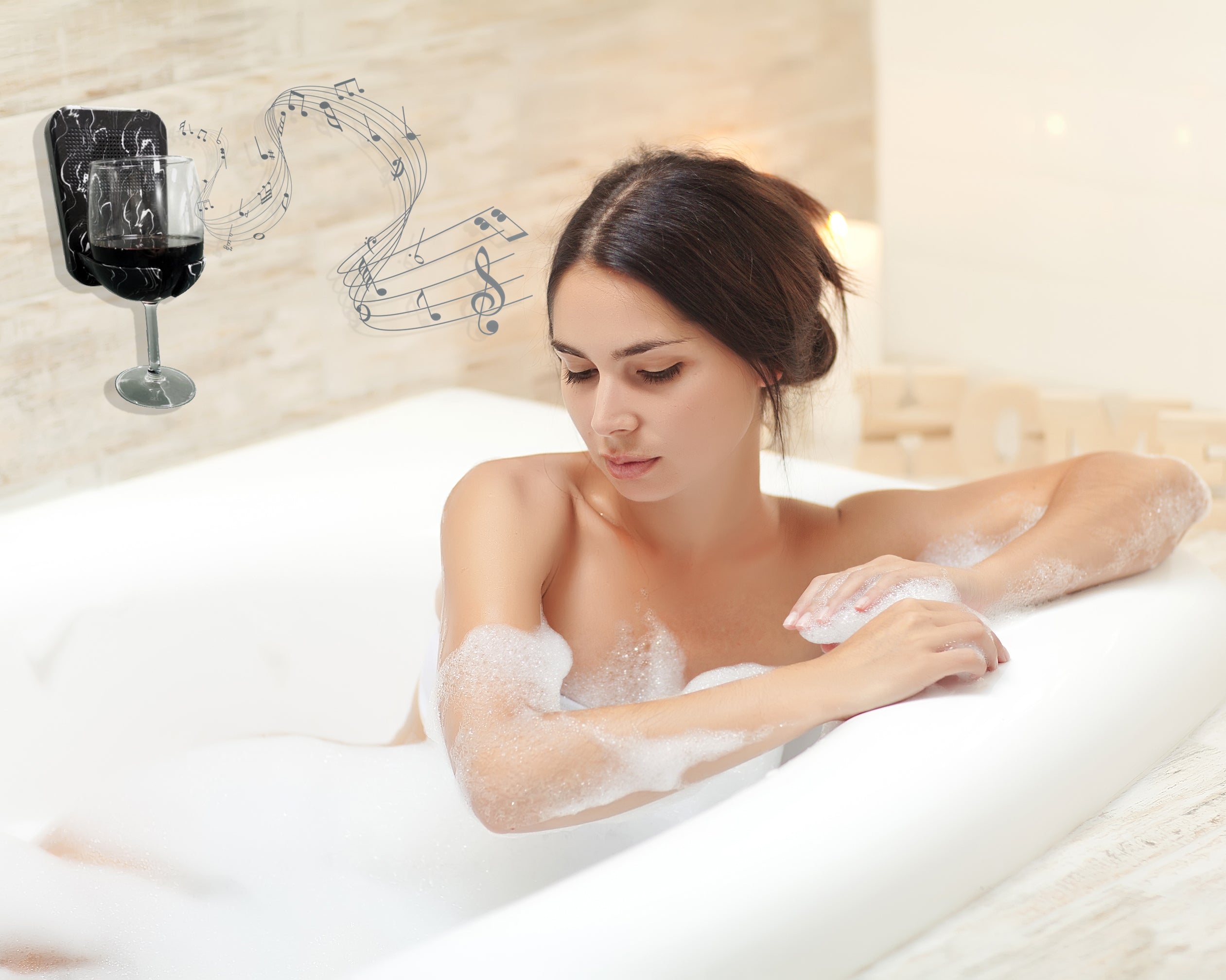Bath Wine Holder and Bluetooth Speaker
